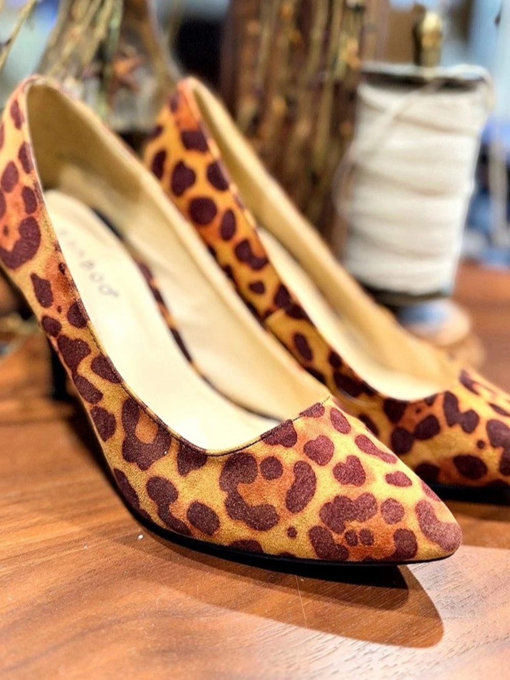 Bamboo Leopard Print Pointed Toe Heels